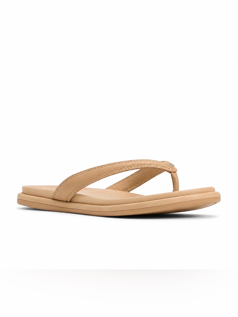 Sperry Isla Sandal Flip Flop Thong Sandals, Flat Heel Tan Leather Sz 9 Beachy